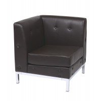OSP Home Furnishings WST51C-E34 Wallstreet Corner Chair in Espresso Faux Leather.